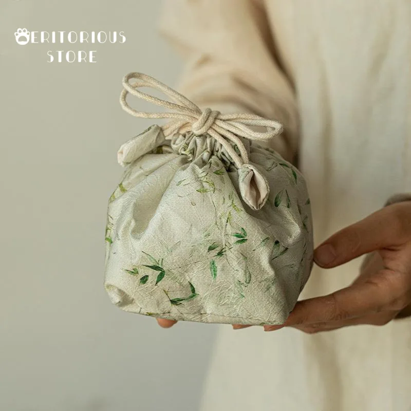 المنسوجة القطن الشاي دافئ حفل الشاي حقيبة الخيزران إبريق الشاي غلاية حقيبة السفر كوب غطاء وعاء حقيبة التخزين في الهواء الطلق حفل الشاي اكسسوارات #1