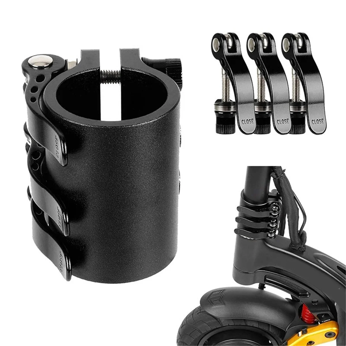 Electric Scooter Reinforced Locking Clamp Clip Lock Pole Extended Lock Clamp for Kaabo Mantis 10 Black