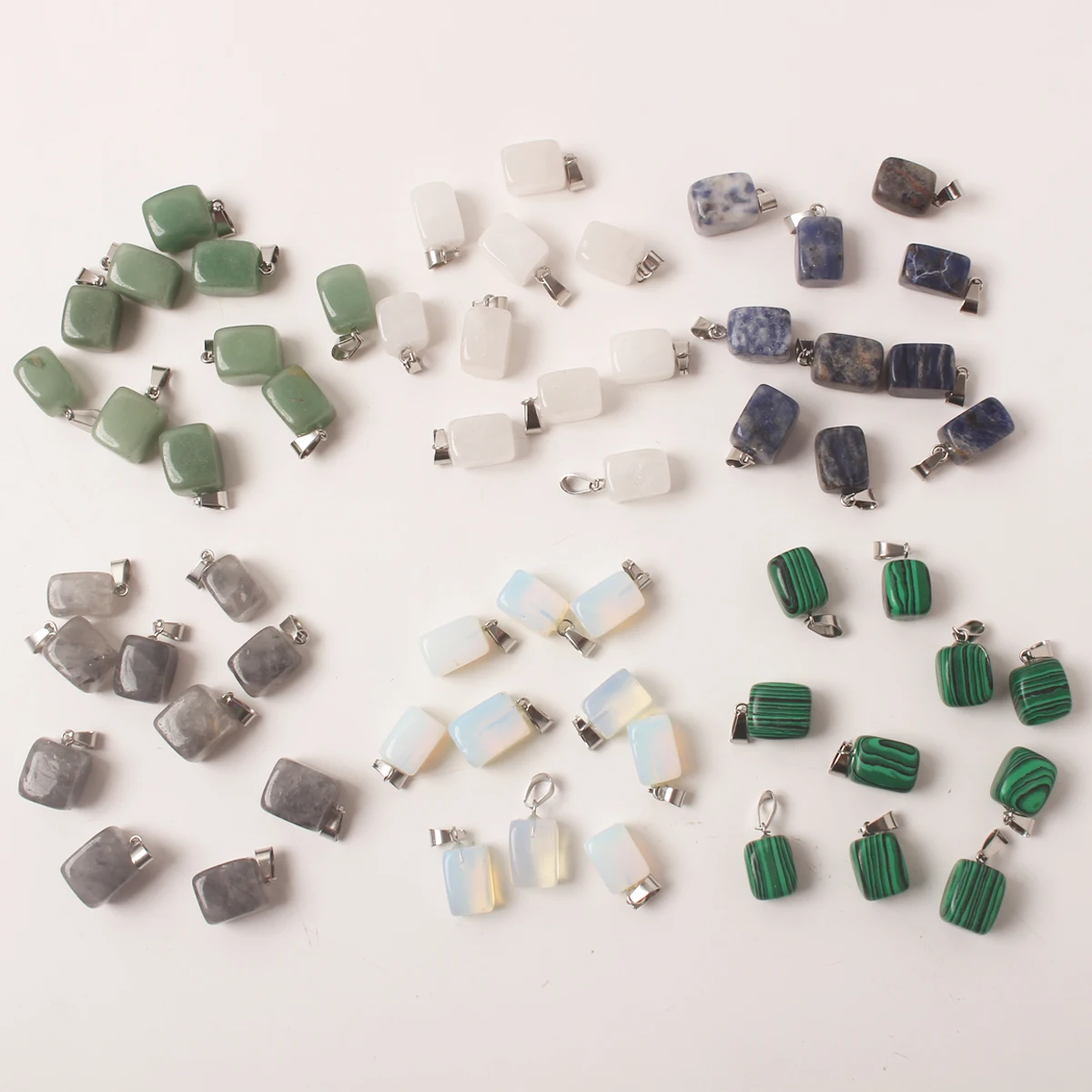 Jewelry Making For Couples - 10pcs multi-color natural stone square pendants.