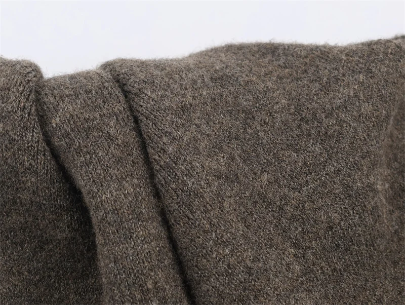 Top feminino 2025 outono novo estilo cinza manga comprida lenço-capa de malha decorada elegante e elegante