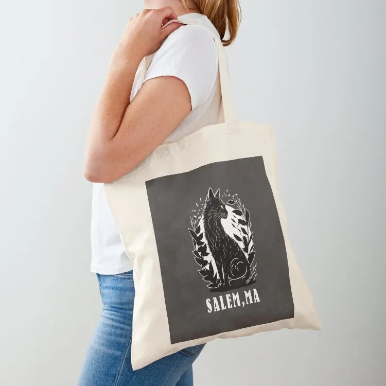 

Black Cat Graphic Design Salem MA Tote Bag eco bag folding personalized tote bag custom tote Women's beach bags