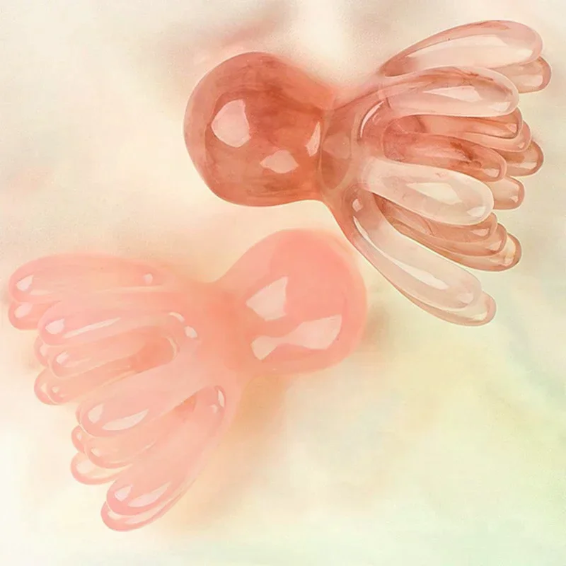 الراتنج صف مزدوج الأخطبوط مشط لطيف رئيس مدلك العناية بالشعر ميريديان كشط فروة الرأس تدليك الوخز بالإبر سبا غوا شا جهاز تدليك #4