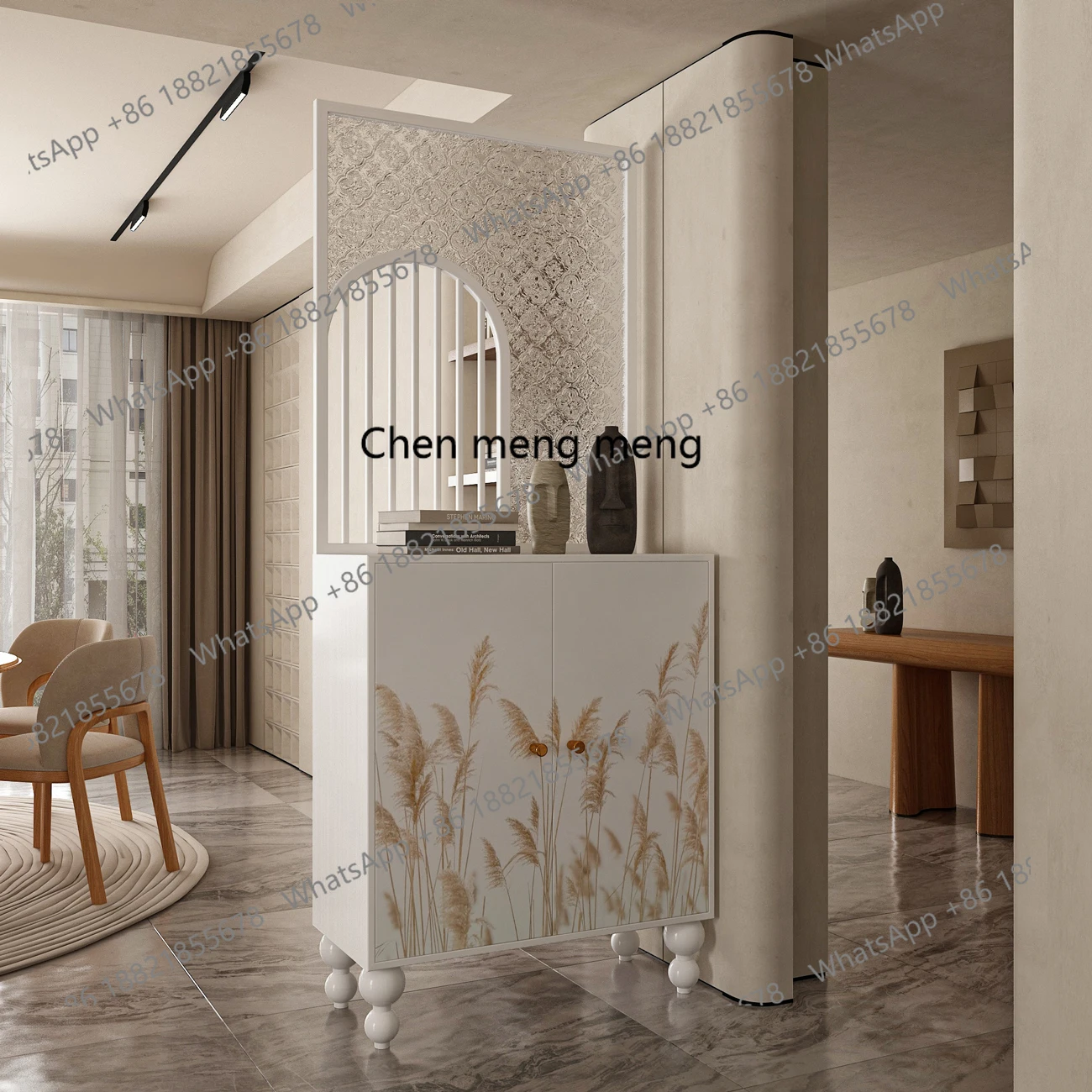 

Simple modern screen partition entry porch cabinet solid wood glass shoe cabinet shielding locker