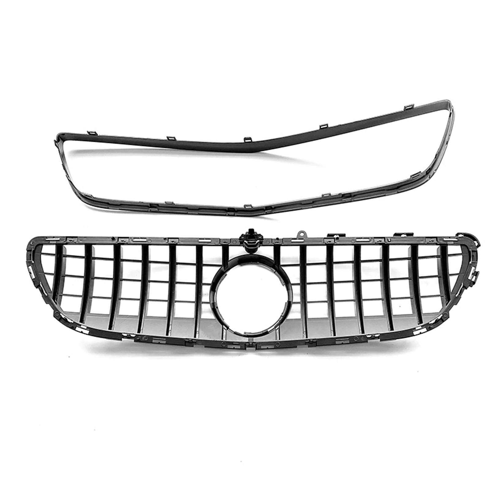 Car Front Grill Grille with Frame Cover Upper Bumper Hood Mesh Grid For Mercedes Benz CLS Class W218 2015-2018 Advance Version