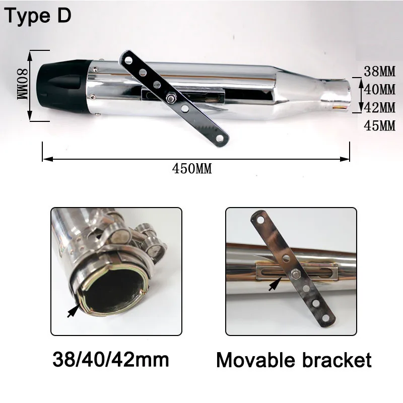 38 40 42 45 مللي متر العالمي Sc دراجة نارية العادم الخمار الهروب ل الشرير الكلاسيكية الرجعية نمط كروزر هالي موتو العادم تعديل #4