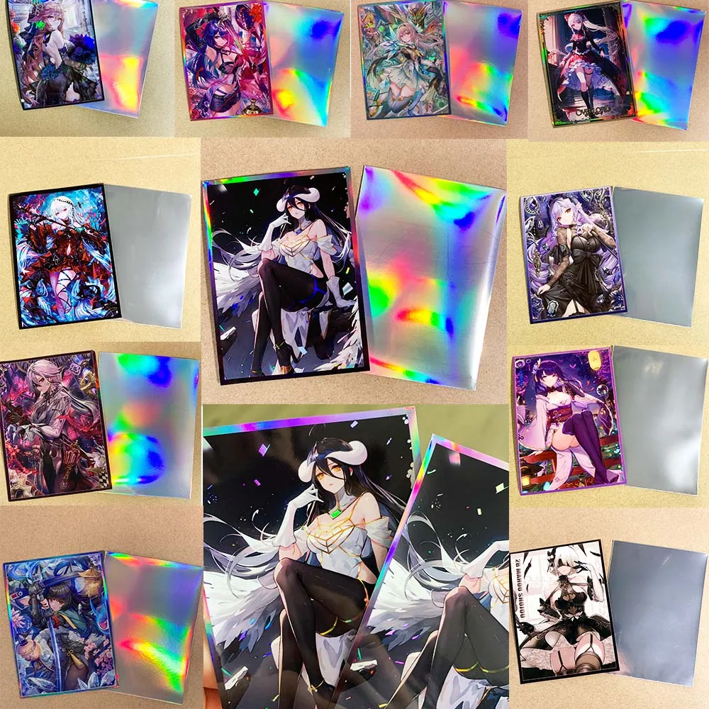 

67×92mm60pcs Anime Card Sleeves Holographic Yae Miko Knave Raiden Miyabl Albedo Skadi Shatia PTCG Trading Cards Protective Case