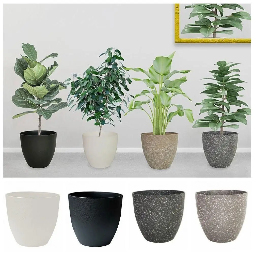 Creative Plastic Bonsai Flowerpot Frosted Imitation Stone Balcony Plant Pot Large-capacity Succulent Flowerpot for Home