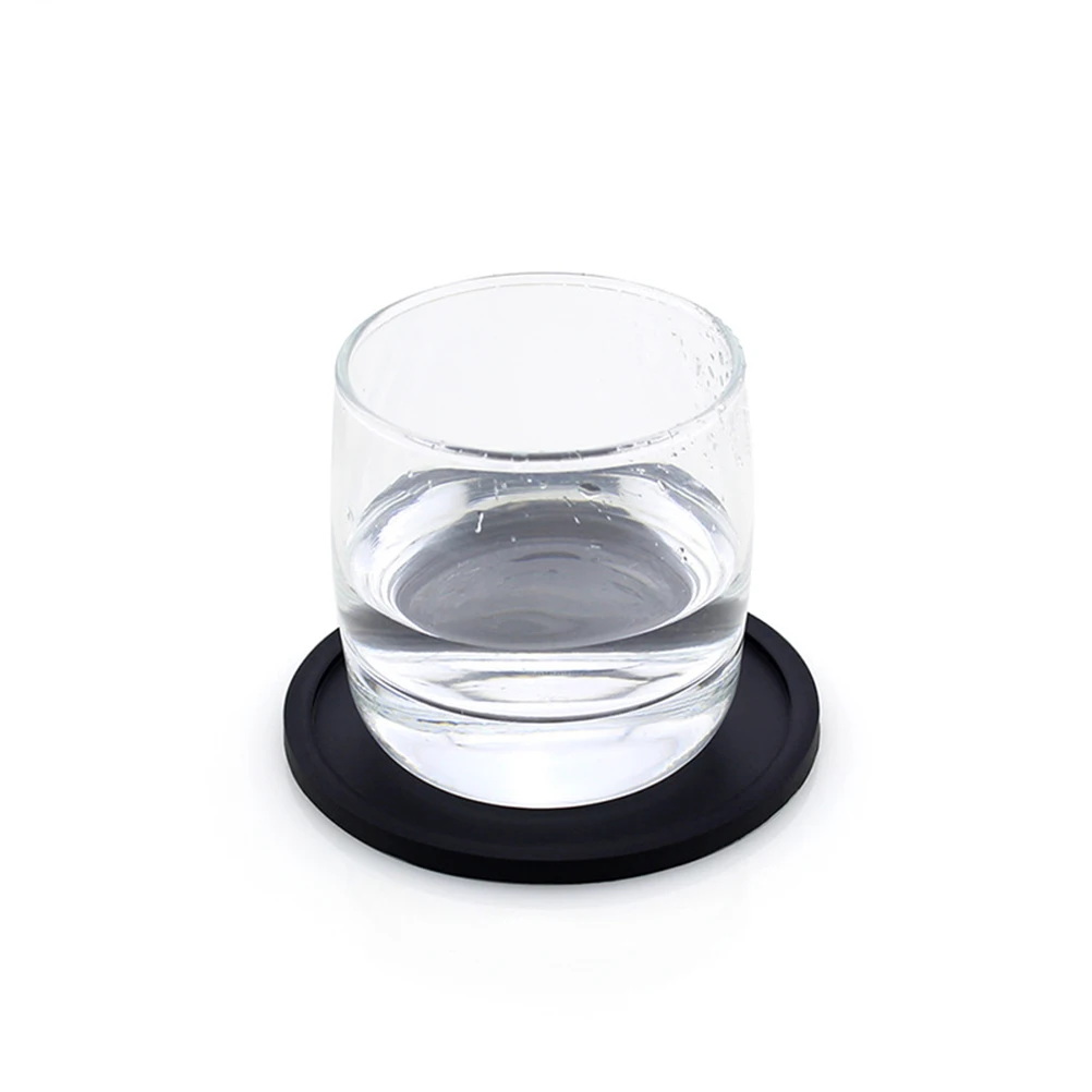 

Silicone Coaster Cup Black Pad Coasters Mat Round Bowl Placemat Waterproof Soft Rubber