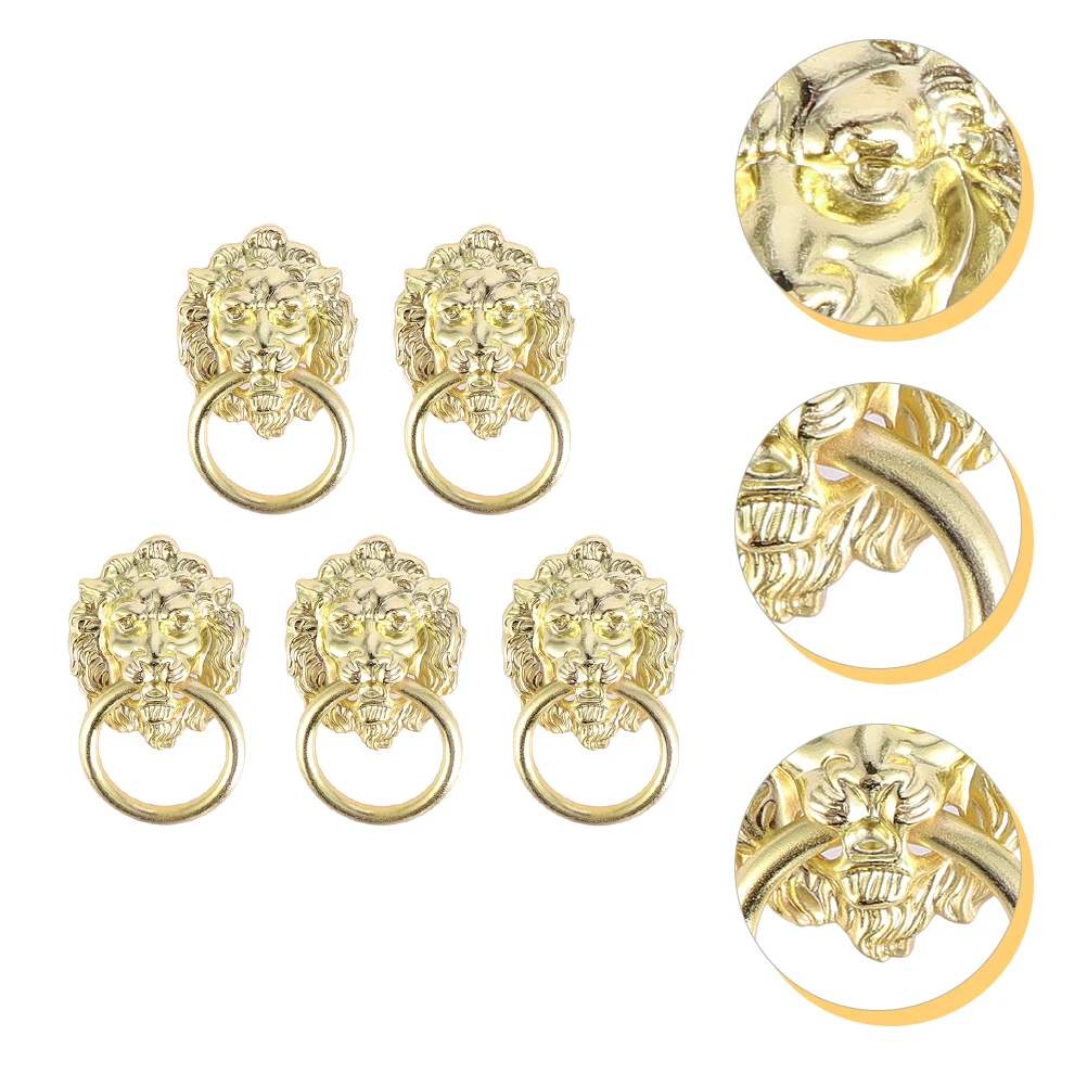 

5Pcs Lion Head Pull Zinc Alloy Vintage Door Cabinet H les Knobs Elegant Rust Wear Resistance Smooth Surface Non Hurt Grip