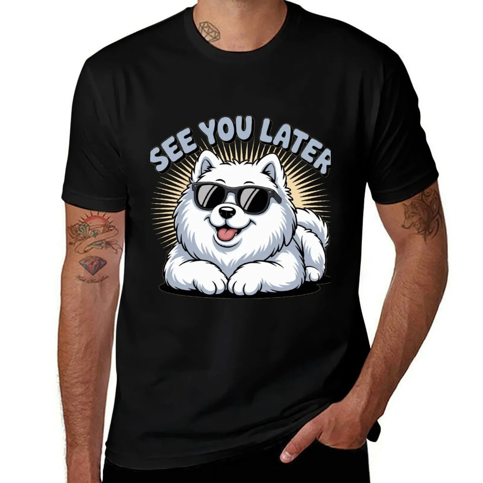 

Funny Samoyed Dog in Sunglasses T-Shirt baggy shirts Luxury man street wear shirts graphic tee men