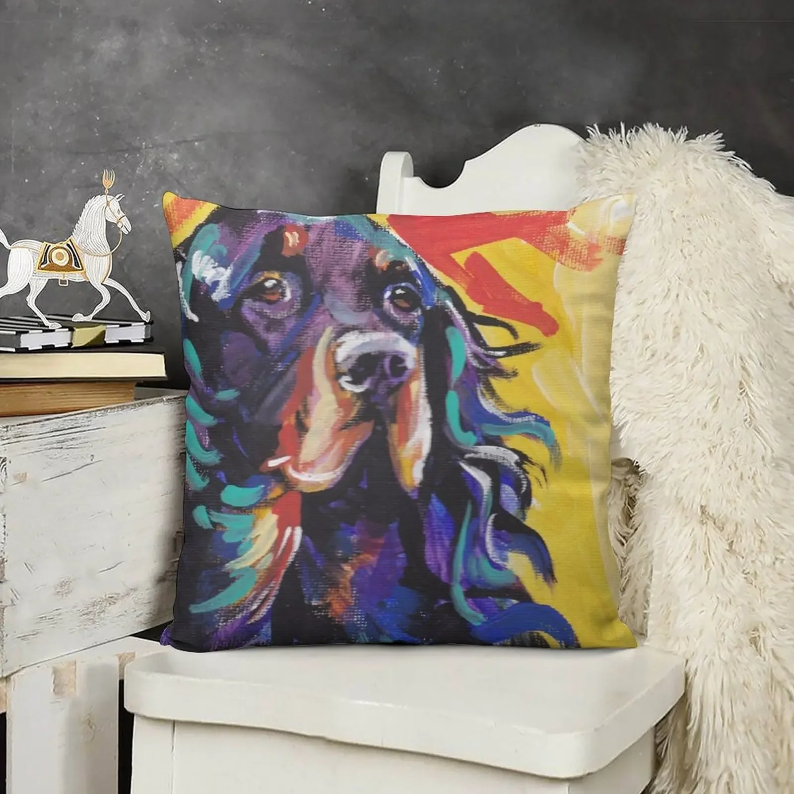 

Gordon Setter Dog Bright colorful pop dog art Throw Pillow Throw Pillow Luxury Pillow Cover Throw Covers