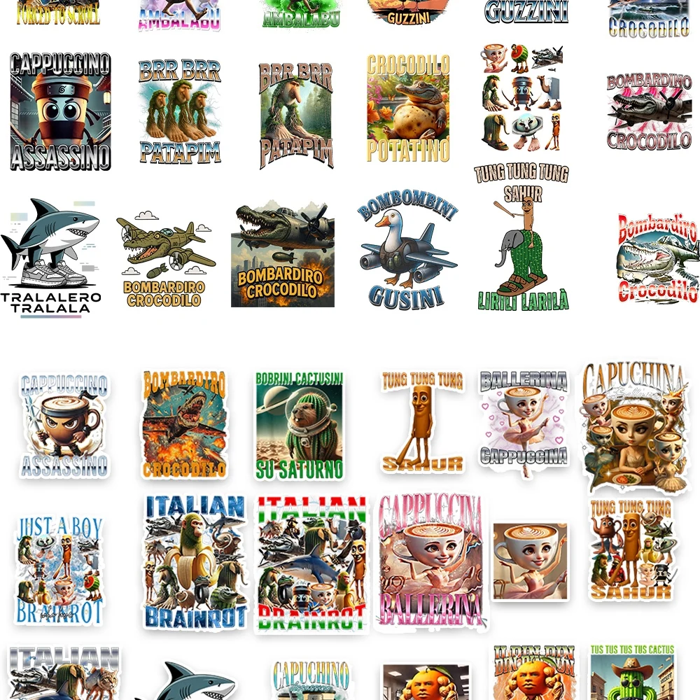 60 قطعة ملصقات الحيوان مجردة تونغ تونغ ساهور الإيطالية Brainrot الحيوانات الكرتون ملصق مائي DIY بها بنفسك الأمتعة كأس الهاتف الغيتار مائي