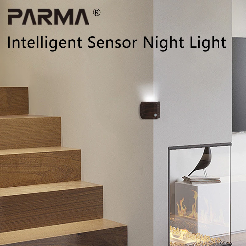 

Three-color light-changing intelligent sensor night light, simple and compact wall lamp with magnetic base