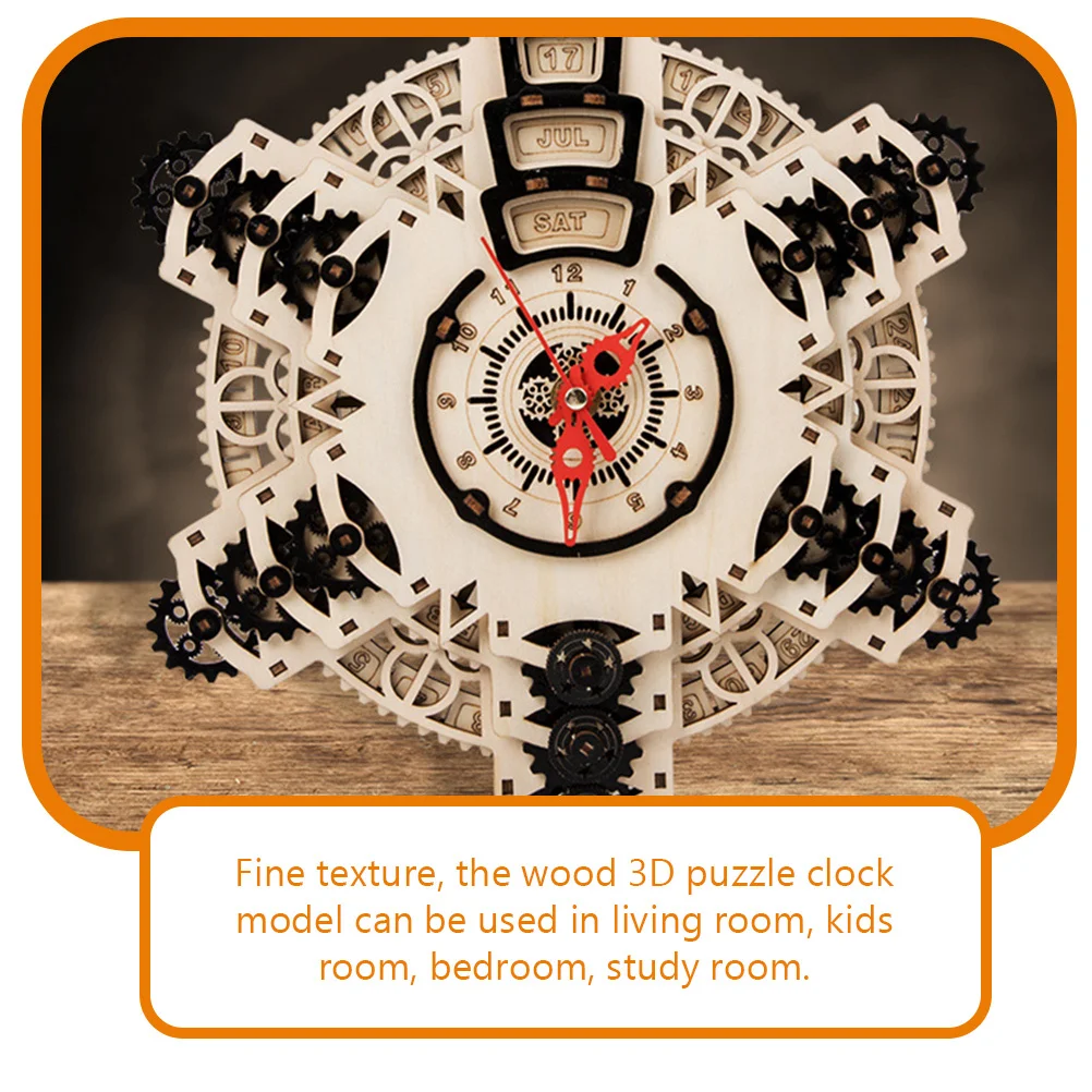 مجموعة واحدة من ساعة الألغاز ثلاثية الأبعاد، طقم خشبي للتركيب الذاتي للأطفال والكبار، ساعة خشبية للديكور في غرفة المعيشة وغرفة النوم، لعبة تعليمية