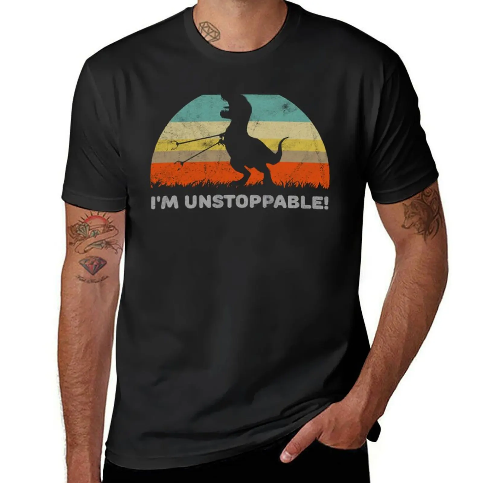 I'm Unstoppable T Rex With Long Arms Trash Pickers T-Shirt anime clothes customs men workout shirt