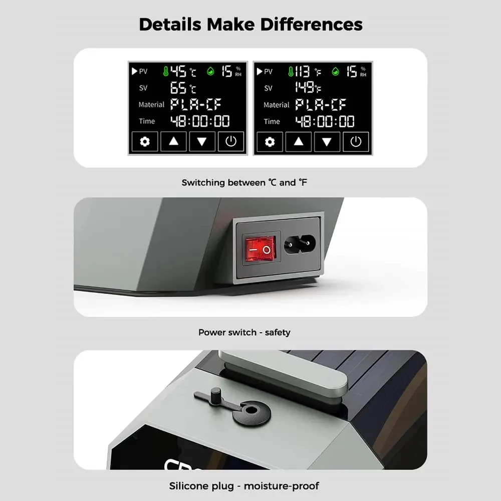 Secador de filamentos Creality Space Pi 360 °   Aquecimento de ar quente 1kg caixa secadora de filamento de impressora 3d para creality k1 c/ ender 3 v3 ke/se