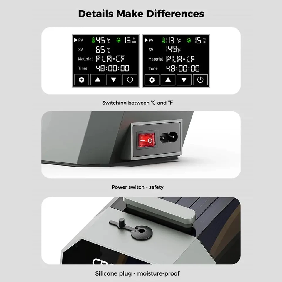 Creality Space Pi フィラメント乾燥機 360 ° 熱風加熱 1KG 3D