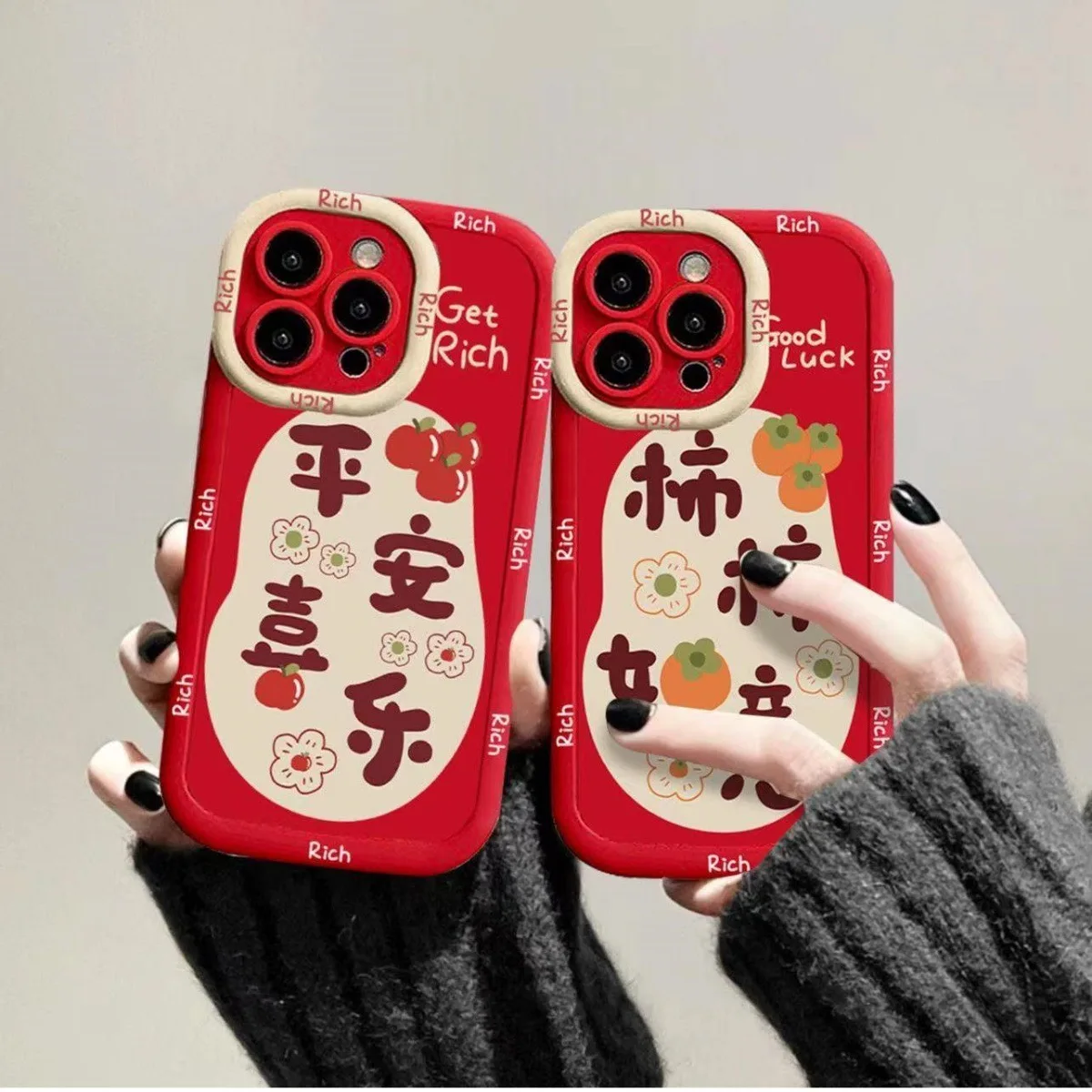 Cartoon Red New Year Phone Case for iPhone 16 PrCartoon Red New Year Phone Caseomax 15 Plus 14 13 12 11 XSMax XR Soft Back Cover