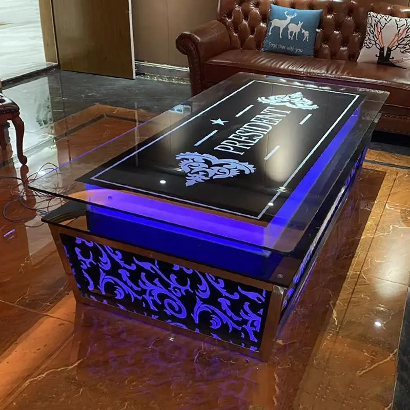 

Volume sell****** night club box tempered glass stainless steel luminous coffee table table