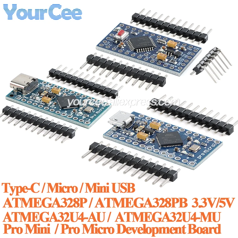 Pro Micro ATMEGA32U4 Pro Mini ATMEGA328P ATMEGA328PB 3.3V 5V Microcontroller Development board module