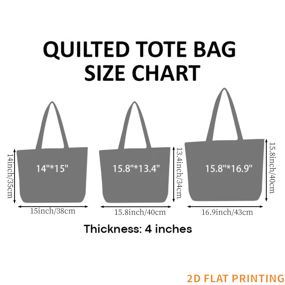 2D FLAT 1pc Women's Quilted Tote Bag Bear And Daisies Pattern Print Fashion Large Capacity Shoulder Tote, Perfect Gift