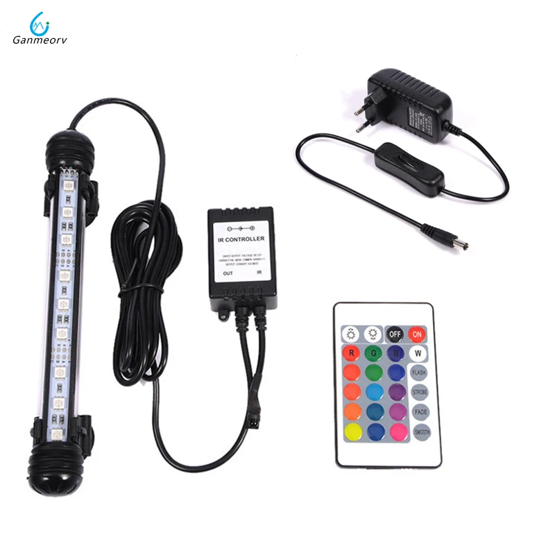 

18cm RGB Remote Aquarium Light Fish Tank Waterproof 5050 SMD LED Bar Light Aquatic Lamp Submersible EU US SAA UK plug