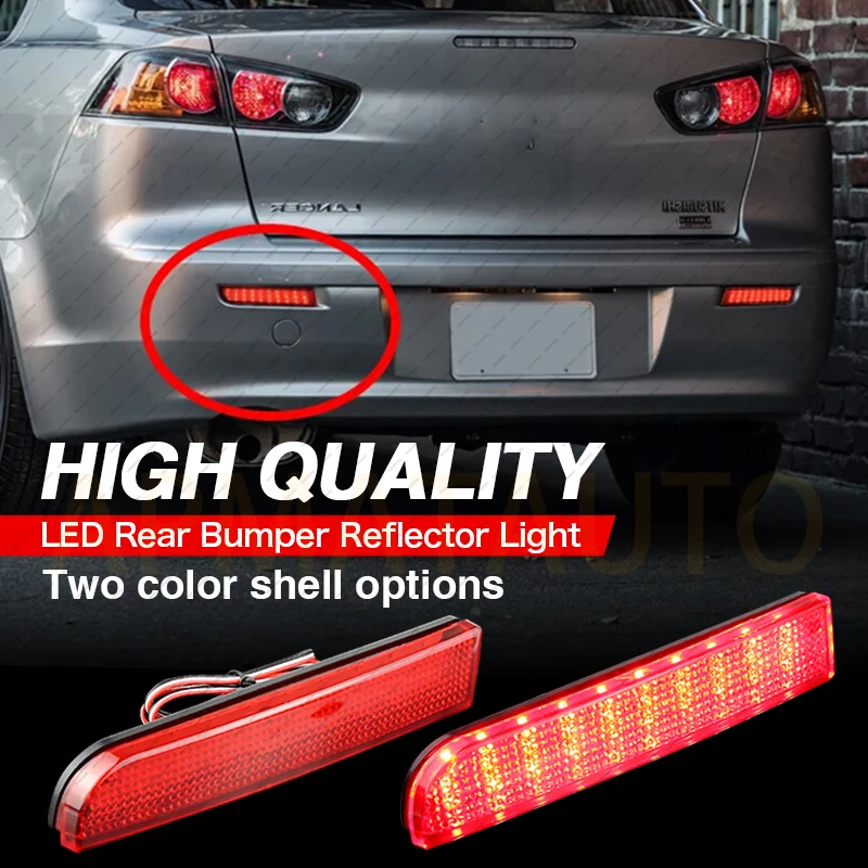 

2pcs LED Bumper Reflector Lights Red/Smoke Lens For Mitsubishi Lancer Evo X Outlander,Tail/Brake Rear Fog Lamps Signal Light