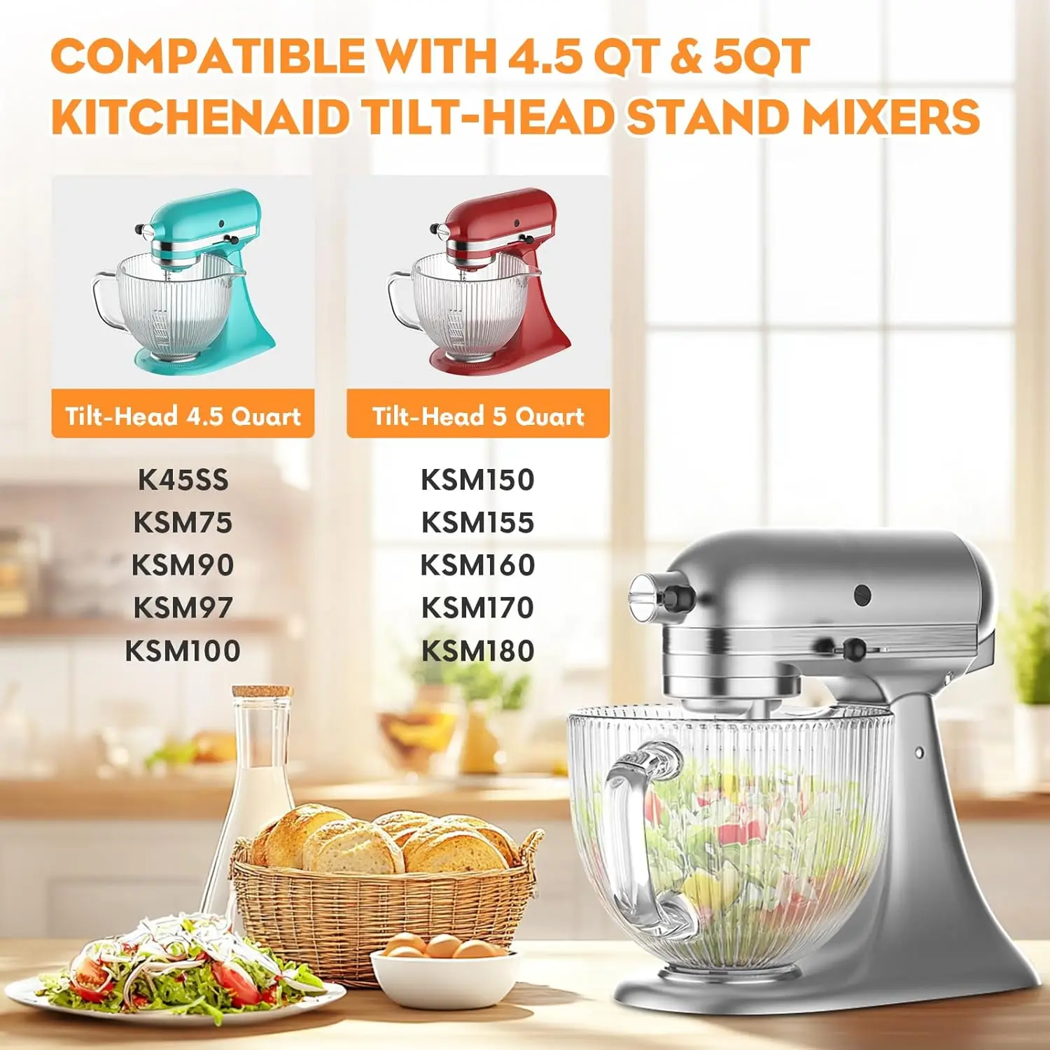 KitchenAid クリアガラス ミキシングボウル Amazon.com: Cofun Glass Mixer Bowl for Kitchenaid Tilt-Head Stand