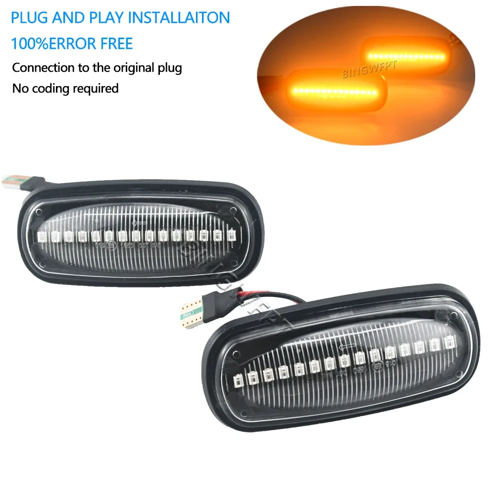 1 Pair For Land Rover Discovery 2 1999-2004 Defender Freelander 1 1997-2005 Dynamic Flowing Water LED Side Marker Light