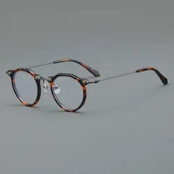 Designer hand-made ultra-light pure titanium glasses frame retro optical acetate glass frame can be equipped with prescription g