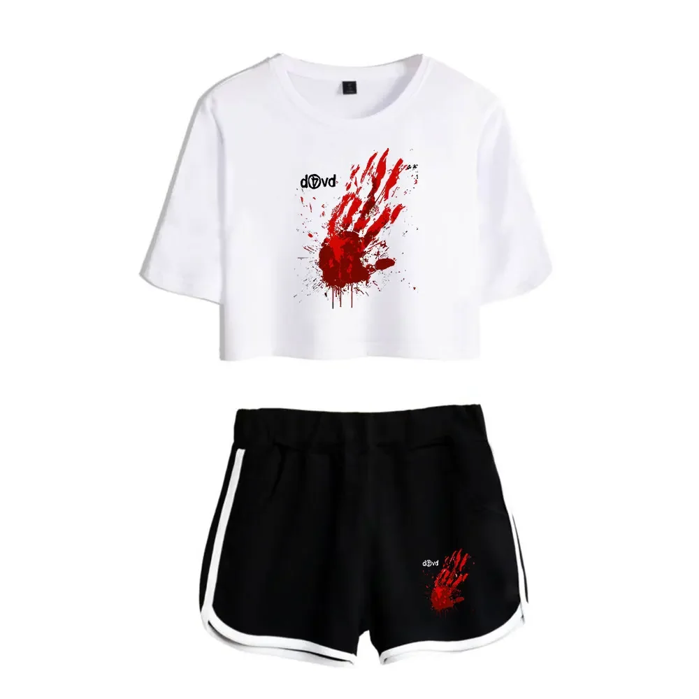 Rapper D4vd Merch Tracksuit Women Two Piece Set Top and Shorts Outfits Casual Sportwear Streetwear