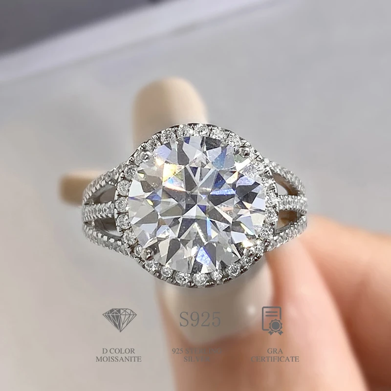 

Женское кольцо с муассанитом 5 карат, из серебра 925 пробы