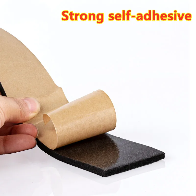 Black EPDM Rubber Foam Sealing Strip Self Adhesive Sponge Anti-collision Seal Gasket for Cabinet Door Width 10-40mm Thick 1-5mm