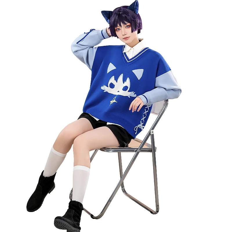 CosKoKo Scaramouche/Wanderer Cosplay Genshin Impact Costume Peripheral Product Fashion College Style Sweater Daily Wear Outfit