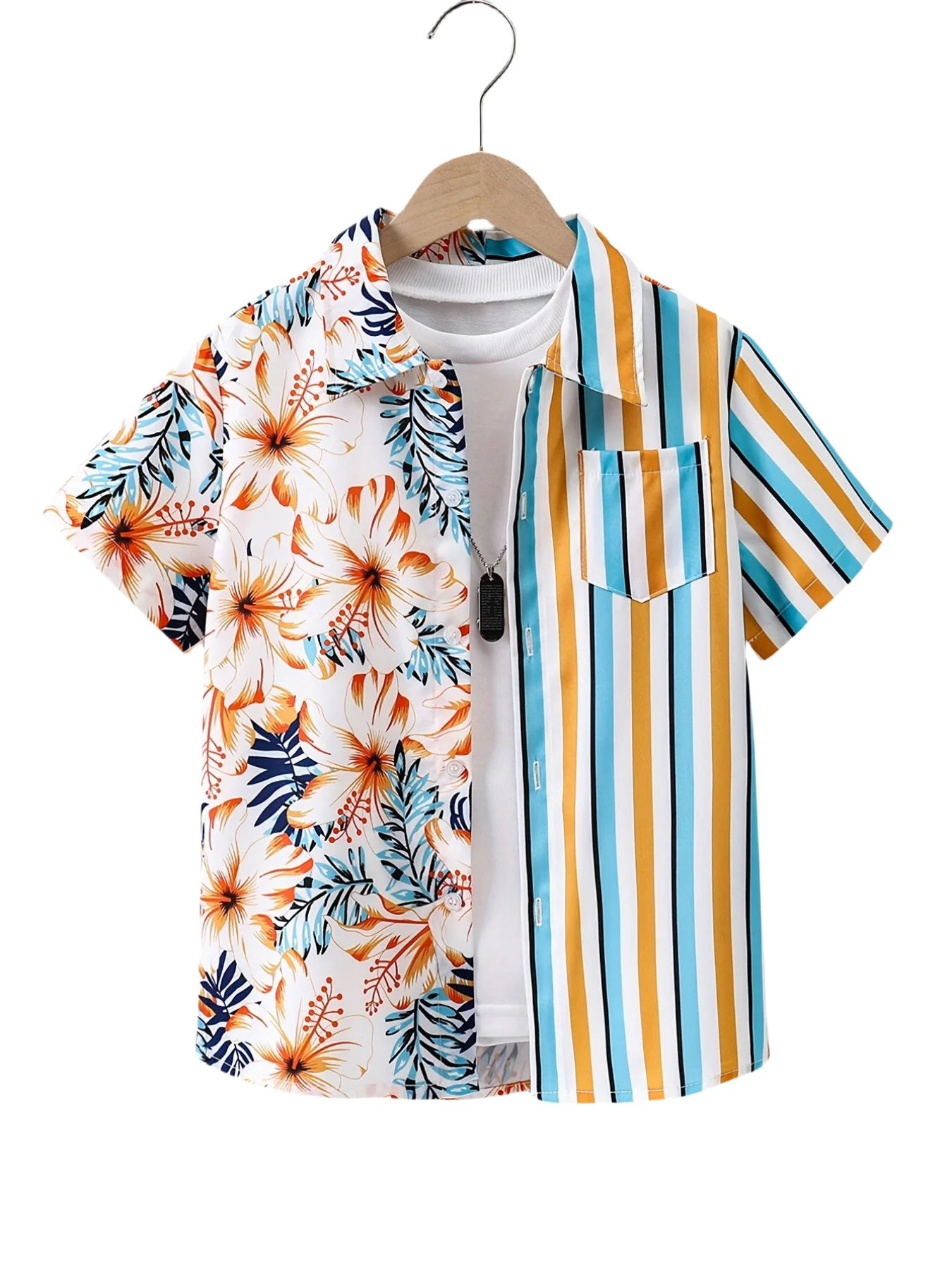 Beach Hawaii Shirt Toddler Summer Clothes Kids Boy Clothes Girls' Short Sleeve Tee Holiday Lapel Collar Boys Shirts Kids Clothes
