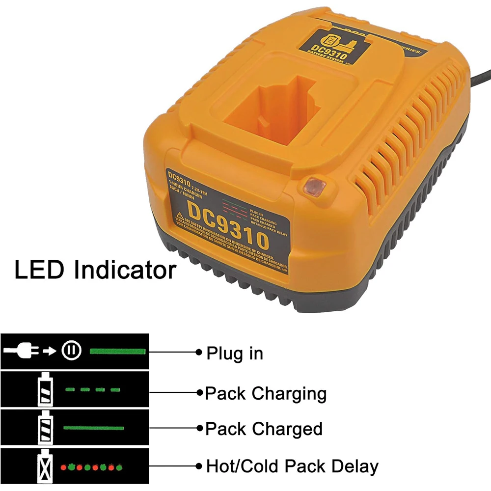 Imagem -05 - Carregador de Bateria para Dewalt Dewalt 7.2v18v Nicad e Nimh Dw9057 Dc9071 Dc9091 Dc9096