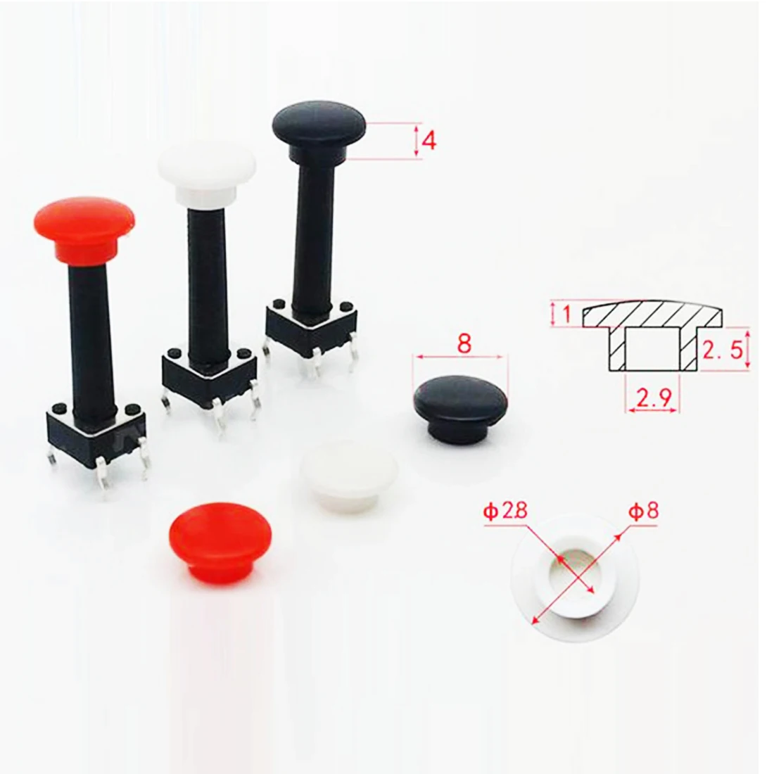 100Pcs 6*6Mm Knop Cap Ronde Schakelaar Caps Multicolor Cover Voor 6*6Mmm Ronde Tactiele schakelaar Diameter 8*3Mm Groothandel Prijs