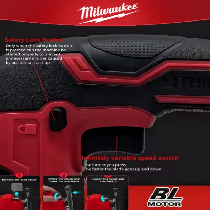 Milwaukee 3000 giri/min sega curva senza spazzole seghetto alternativo elettrico a batteria utensile elettrico portatile regolabile per la lavorazione del legno 18V