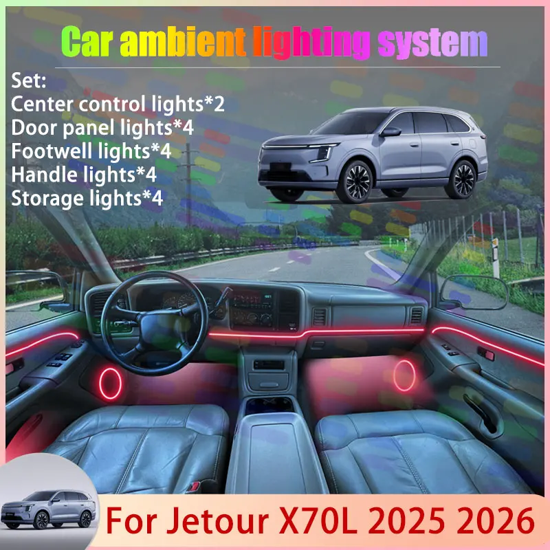 

Для Jetour X70L 2025 2026 Shanhai L7 Plus 2/18 в 1, автомобильная атмосферная лампа, RGB абажур, ансамбль, стример, атмосферный набор, авто