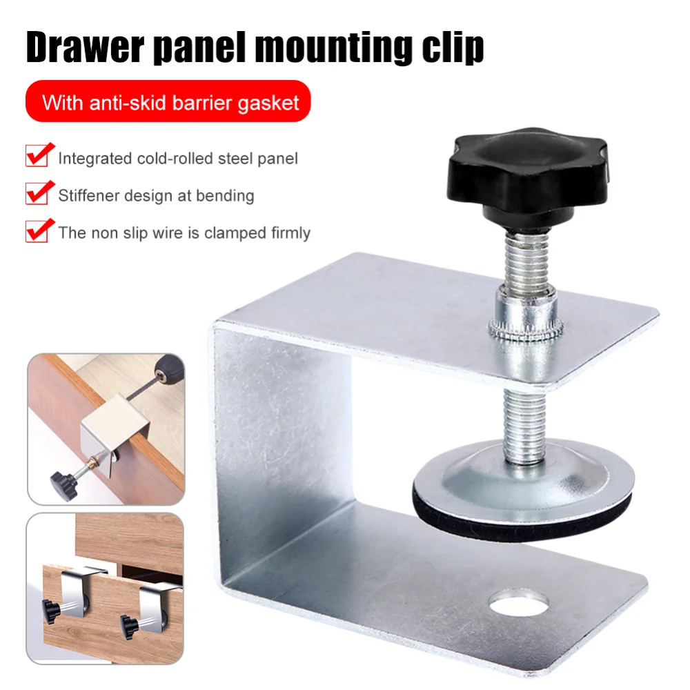 2Pcs Woodworking Jig Cabinet Tool Home Furniture Accessories Steel Drawer Front Installation Clamps Drawer Panel Clips Hand Tool