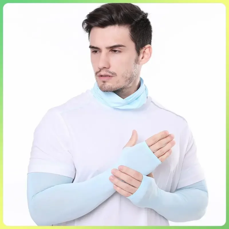 Arm Sleeves Sunscreen Summer Sun UV Protection Ice Silk Bib Combo Outdoor Cycling Fishing Climbing Women Men Mask Cuff Sleeves