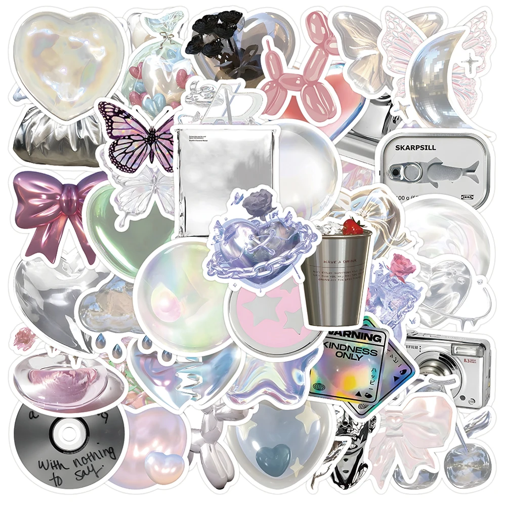 10/30/63PCS Ins Style Pearlescent 3D Cartoon Sticker Aesthetic Decals DIY Phone Laptop Skateboard Cool Decals Sticker for Kids