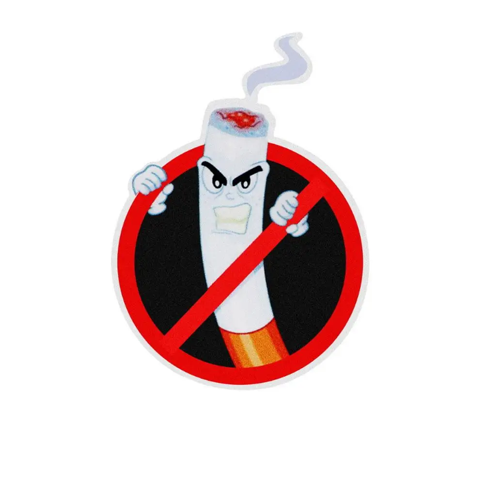 1pc PET Warning Sign No Smoking Car  Stickers Decor Motorcycle Car Interior Decals Laptop Trunk Wall Vinyl Decal A302