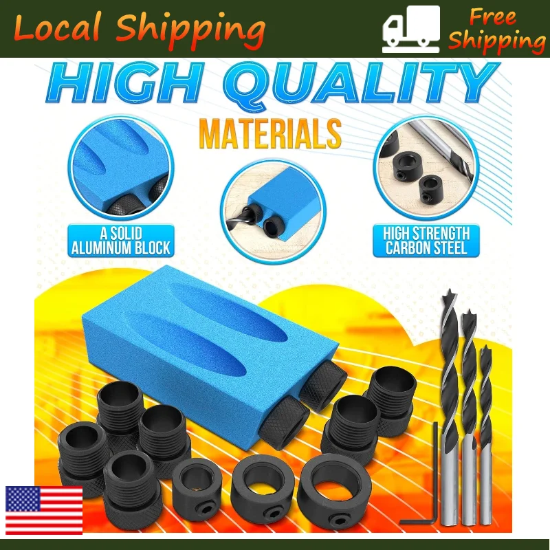 

14PCS 15 Degree Pocket Hole Screw Jig Dowel Drill Joinery Kit DIY Puncher Carpentry Tools Woodworking Screw Drill carpenter Tool