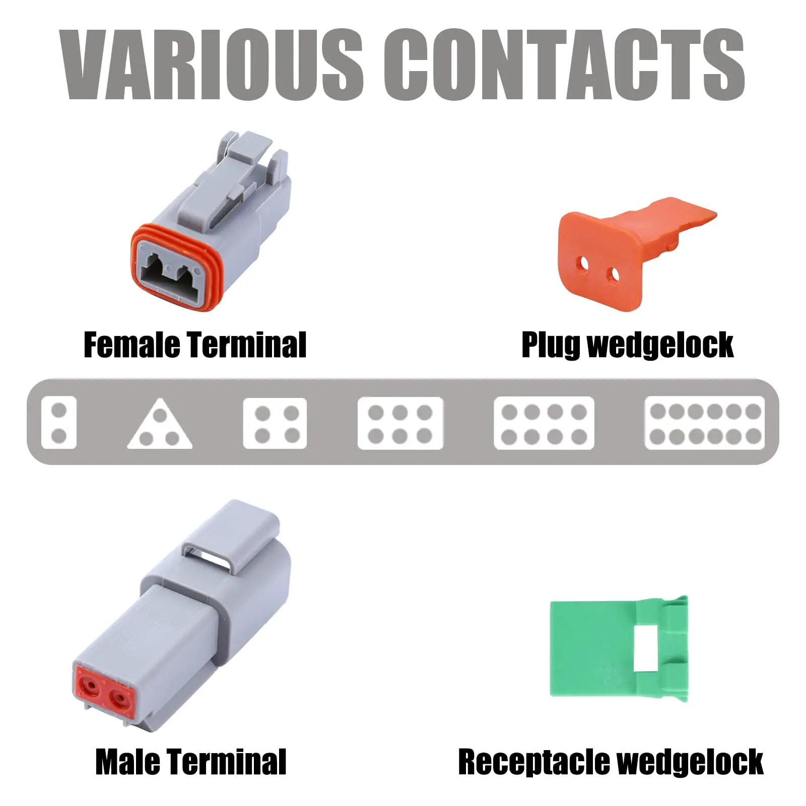 1 set DT conector DT06-2S/DT04-2P 3P 4P 6P 8P 12P waterproof electrical connector for car motor truck with pins 22-16AWG