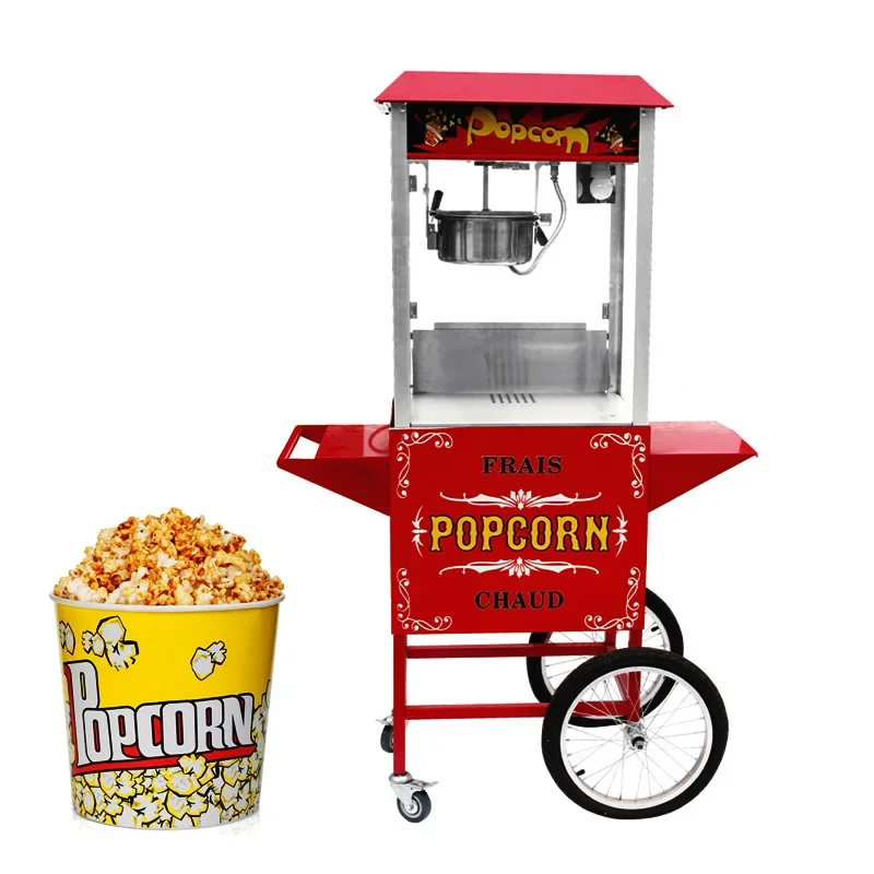 Factory Price Automatic Popcorn Maker Electric Commercial Popcorn Machine With Cart