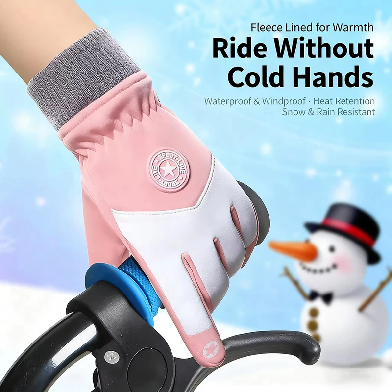 야외 스키 사이클링 어린이용 장갑 유니섹스 방수 방풍 스케이트보드 밸런스 사이클링 스포츠 올 핑거 글러브