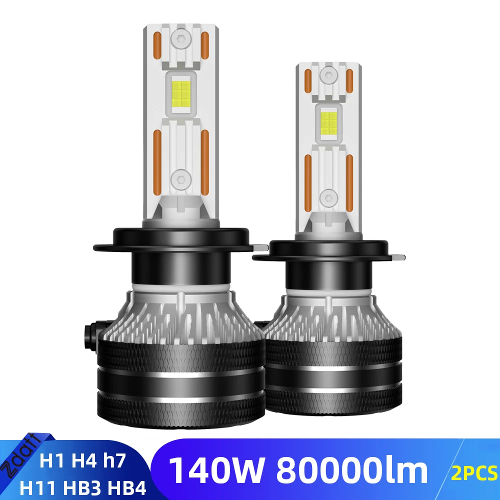 Zdatt H7 H4 LED Headlight 80000LM 140W Canbus Headlamp H8 H9 H11 H1 HB3 9005 HB4 9006 HIR2 9012 LED Car lights 6000K Auto Bulbs