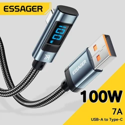 Essager 7A USB Type C Cable to USB C 100W PD Fast Charging Data Cord Wire For MacBook Xiaomi Samsung Huawei Mate60 Display Cable