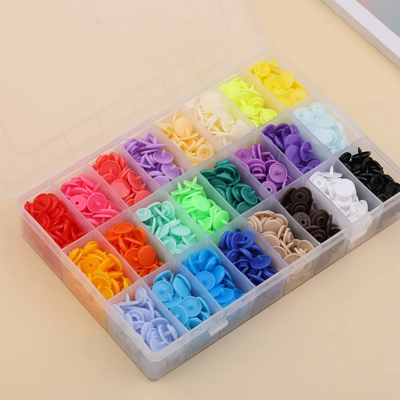 KRABALL Multicolour Snap Clip Plastic Clothing Button or Pressure Nail Fastener With Storage Box DIY Sewing Tool Accessories